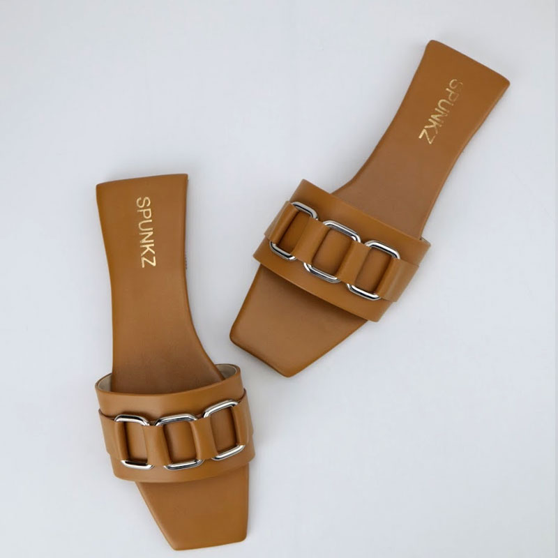 Classy Chain Ring Flat Slippers