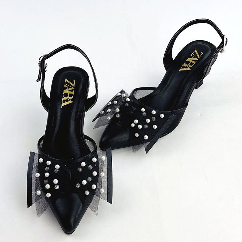 Pearl Bow Decor Women Fancy Pumps Shoes