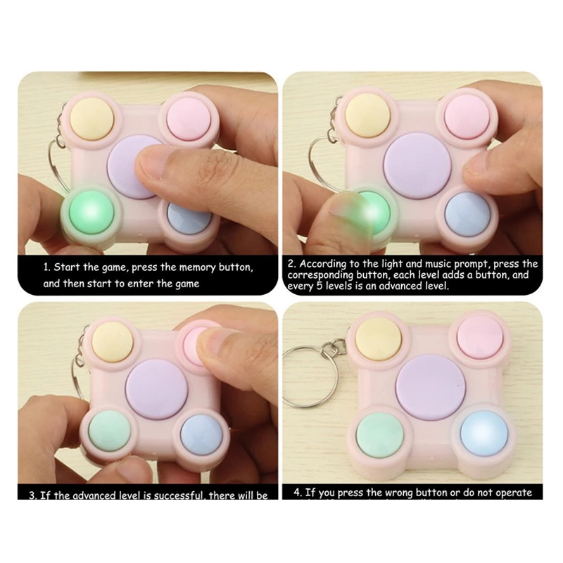 Memory Brain Game Puzzle Keychain Play Button Light Blink with Sound