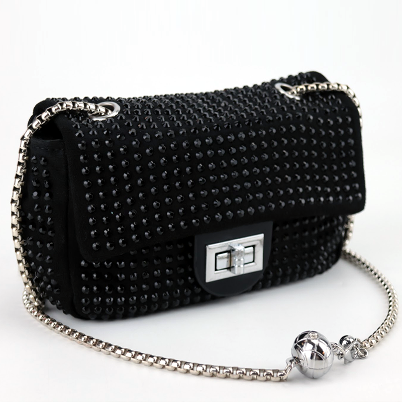 Vintage Glitter Rhinestone Crossbody Bag Women Chain Shoulder Bags