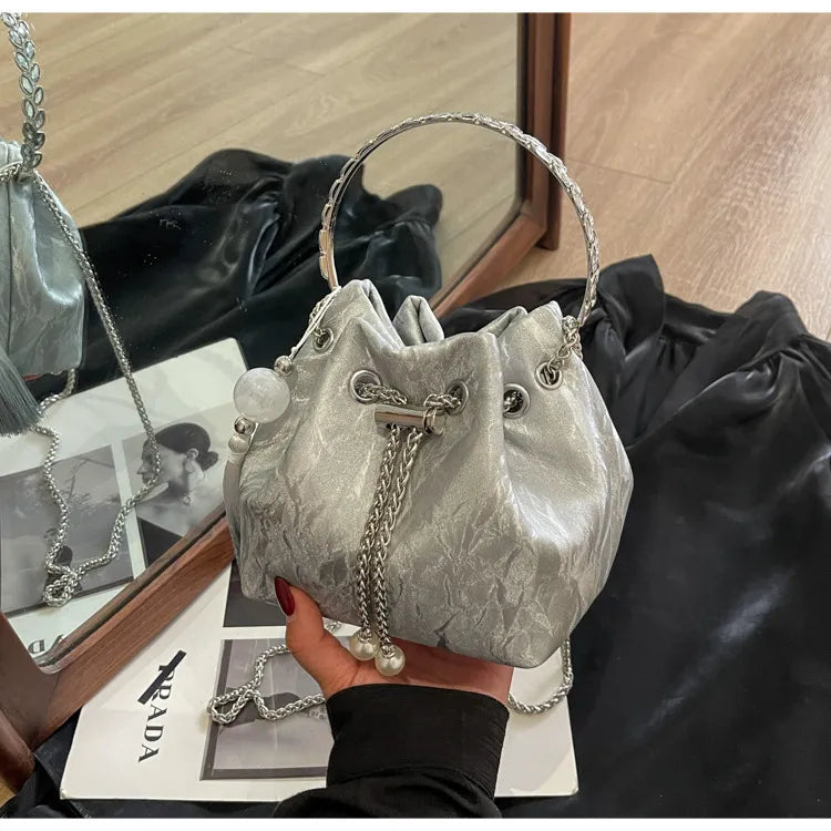 Women Tassel Bucket Bag Round Ring Clutch Shoulder Bag #9830 #22
