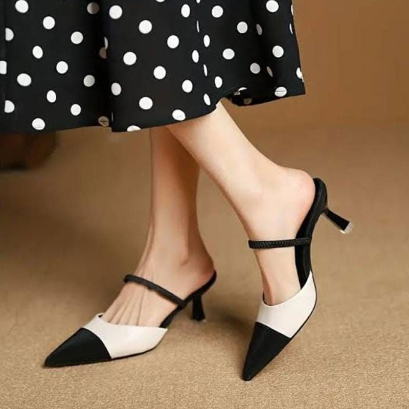 Women's Two Tone Pointed Toe Heel Pumps V-2249
