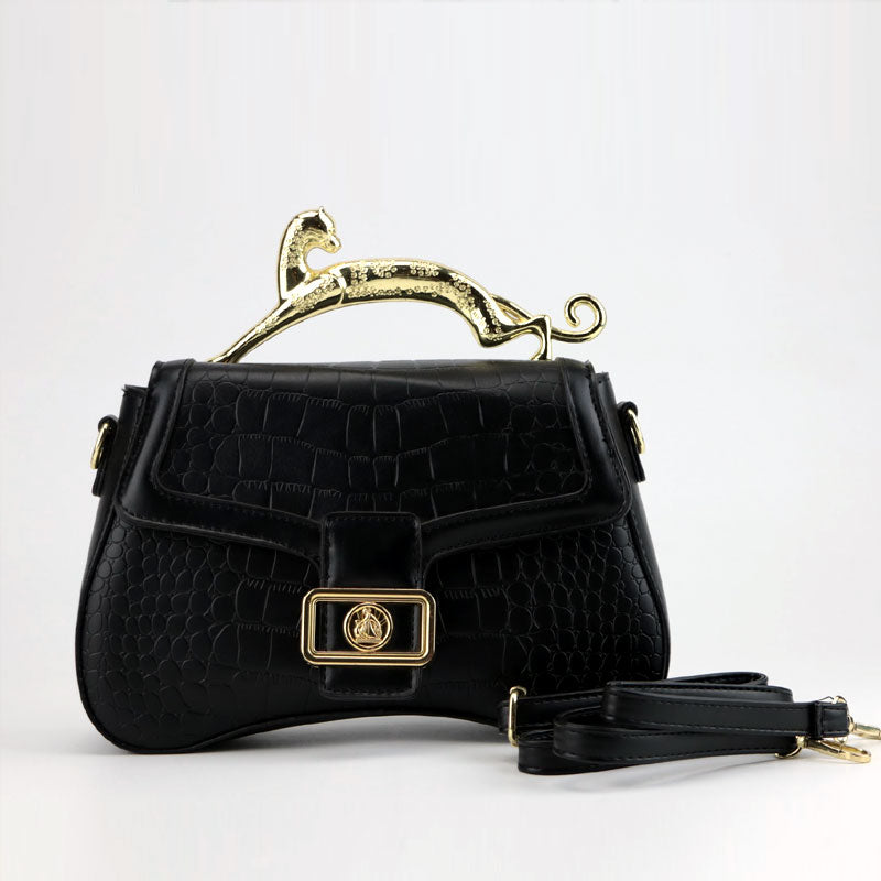 Croc Embossed Patent Tiger Handle Satchel Bag #22