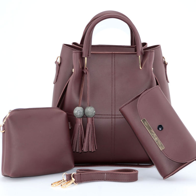 Women Handbag Set 3 in 1 Soft PU Leather Top Handle Handle Bag Wallet Purse with Long Strap #CP-1976 #22