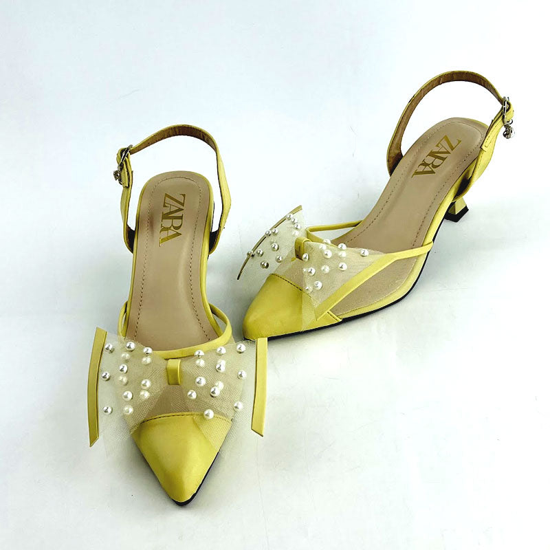 Pearl Bow Decor Women Fancy Pumps Shoes