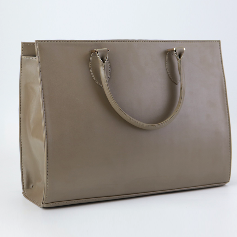 Burberry Check Fabric Leather Large Tote Bag