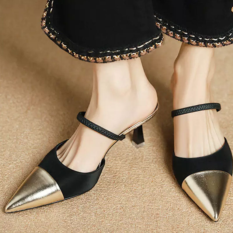 Women's Two Tone Pointed Toe Heel Pumps V-2249 - Main Image
