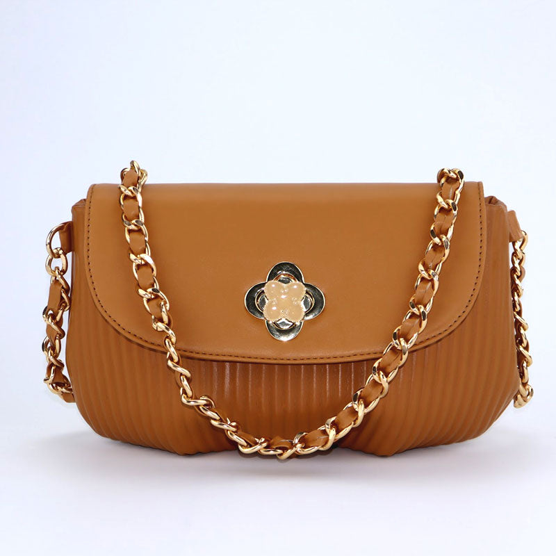 Pleated Flap Open Leather Purse Casual Handbag for Women CP#889-#22