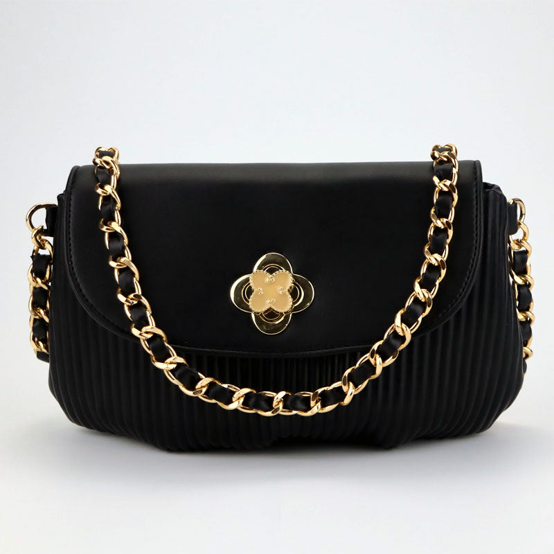 Pleated Flap Open Leather Purse Casual Handbag for Women CP#889-#22