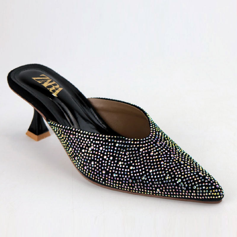 Diamante Mules Women Court Shoes Heels Z-2744