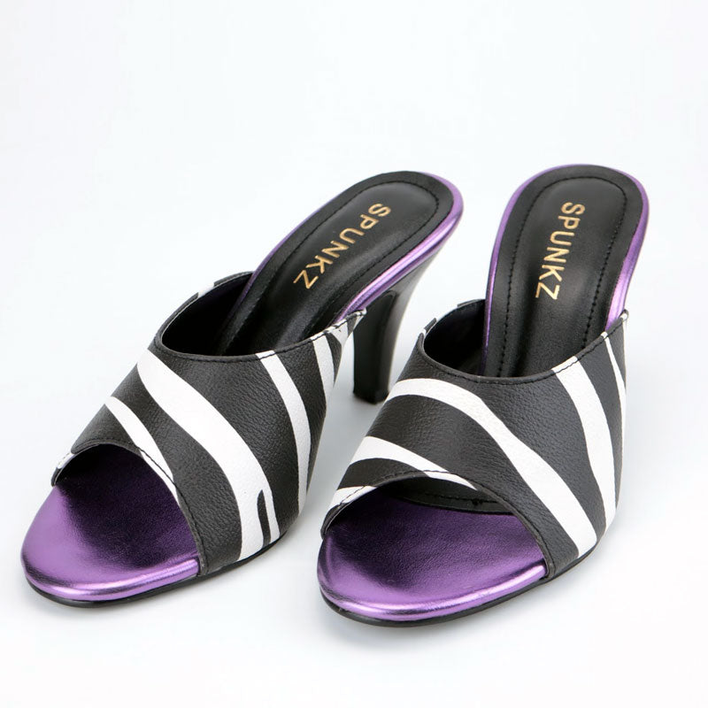 Zebra Heels - Women Chunky Heeled Leather Sandal