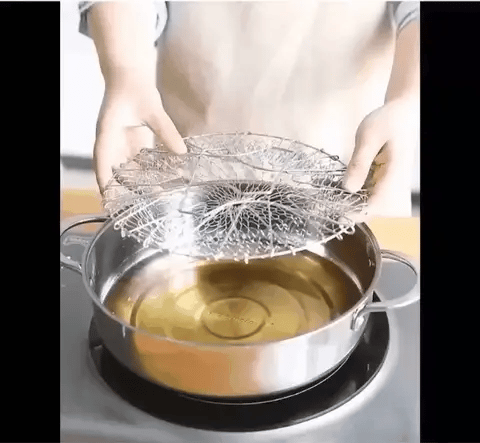 Stainless Steel Chef Basket Foldable Strainer for Vegetable Frying Boiling Steam
