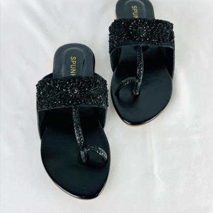 Handcrafted Kolhapuri Braided T-Strap Flat Sandals