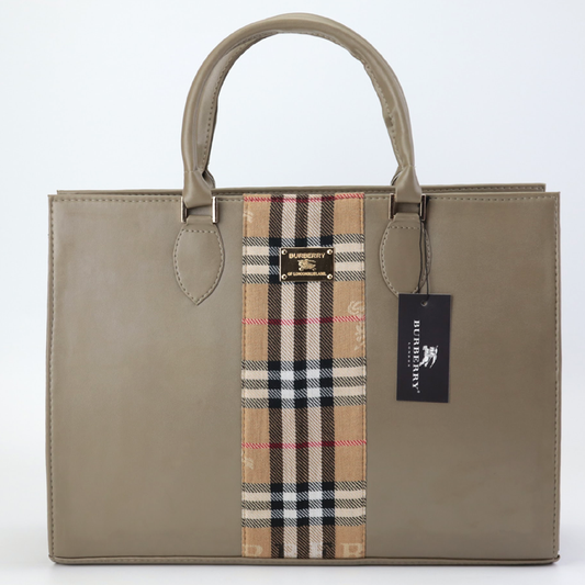 BU Check Fabric Leather Large Tote Bag #22