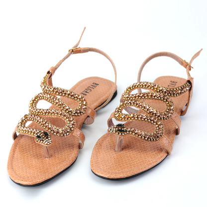 Flats Snake Pattern Diamond Women Sandals Online in Pakistan Spunky Mart