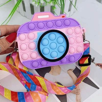 Camera Pop it Bag, Pop Bubble Squeeze Fidget Toy Shoulder Bag for Girls