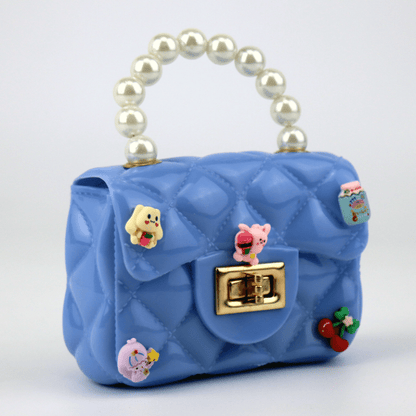 Cartoon Pearl Handle Cute Mini Fibre Jelly Shoulder Bags for Girls