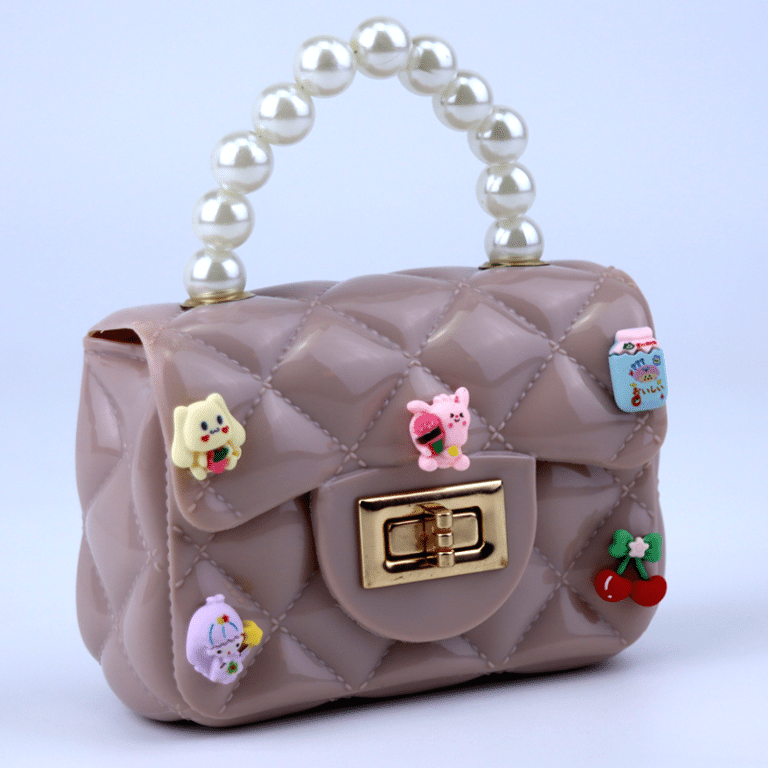 Cartoon Pearl Handle Cute Mini Fibre Jelly Shoulder Bags for Girls