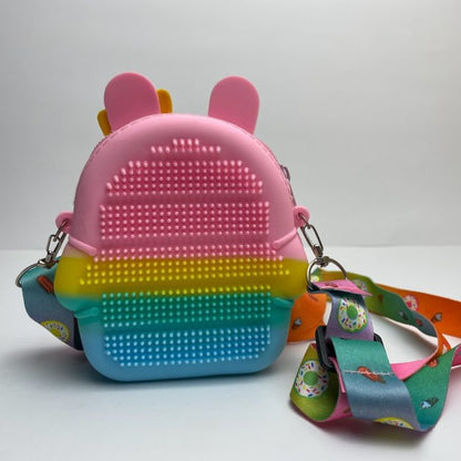 Girls Cartoon Design Pop it Bubble Bag – Pop Wallet Push Sensory Mini Pop Doll Shoulder Bags