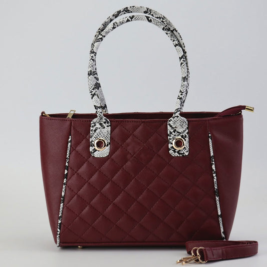 Ch Quilted Snake Print Handle Strap Shoulder Bag