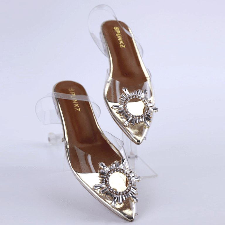 Cinderella Flat Heels – MB Transparent Crystal Rhinestone Slingback Flat Sandals