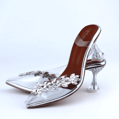 Transparent Cinderella Heels Pointed Toe Clear Sandal in Pakistan