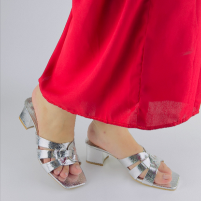Crocs gold Metallic Heels - Criss-Cross