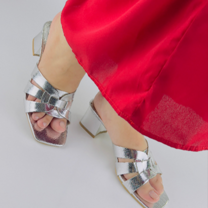 Crocs gold Metallic Heels - Criss-Cross