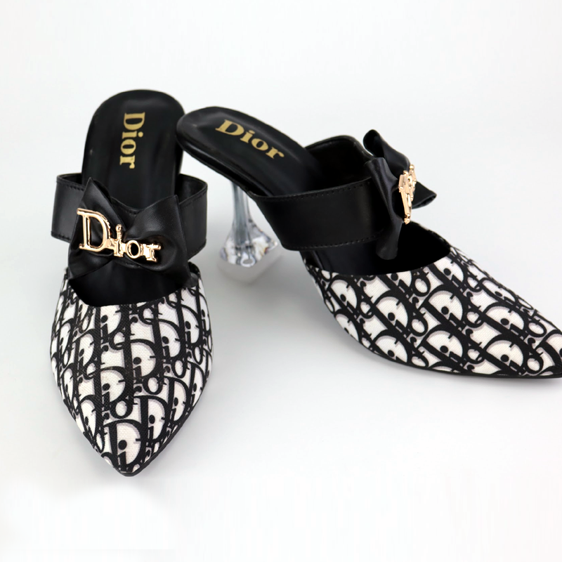 DIOR Bow Heel Pattern Pumps Court Shoes