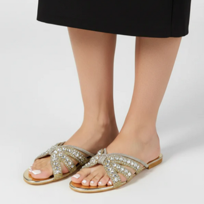 Embellished Flat Slippers for Women | Textured Elegant & Comfortable
