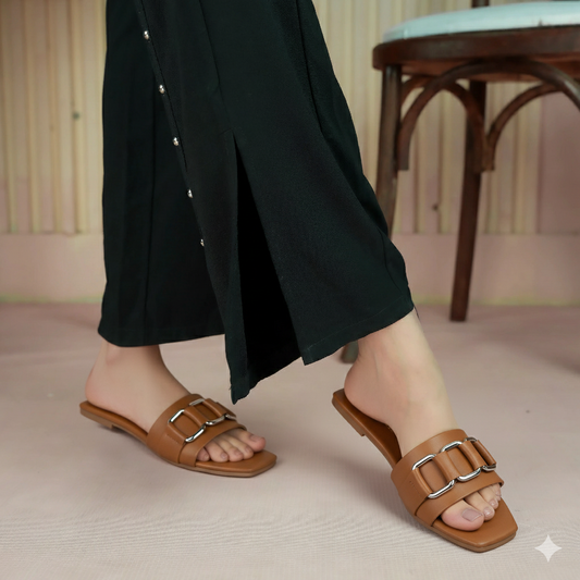 Classy Chain Ring Flat Slippers