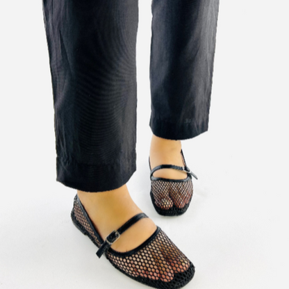 Women's Mesh Ballet Flats - Breathable Square Toe Mary Jane Shoes