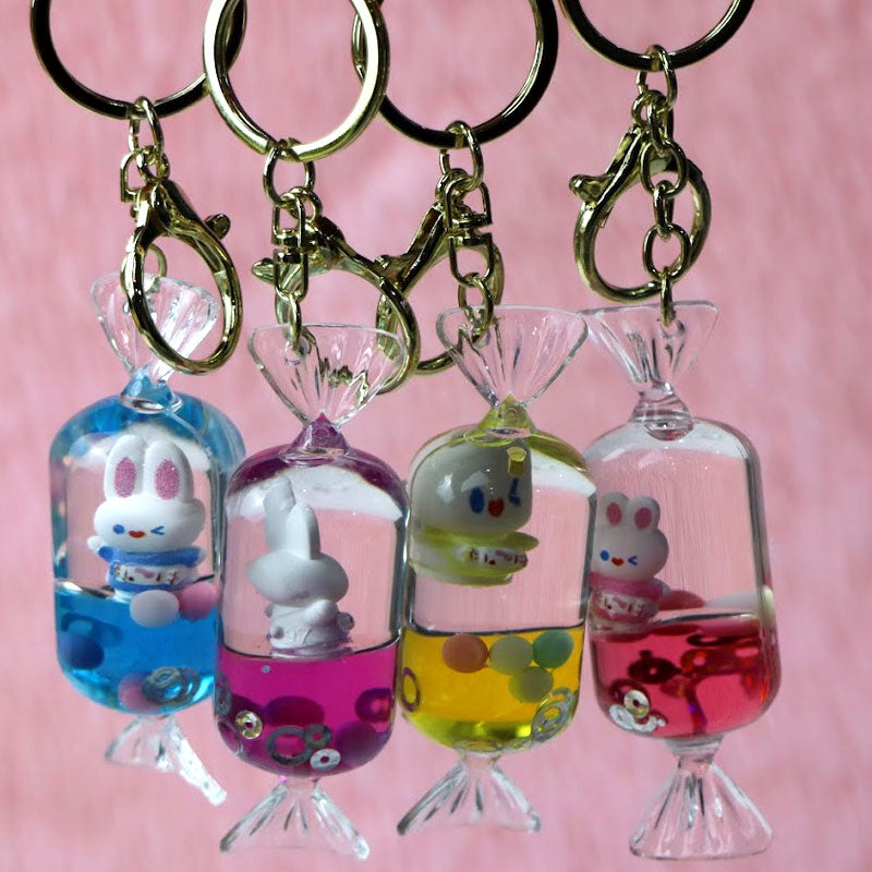Cute Floating Liquid Crystal Clear Girls Keychains