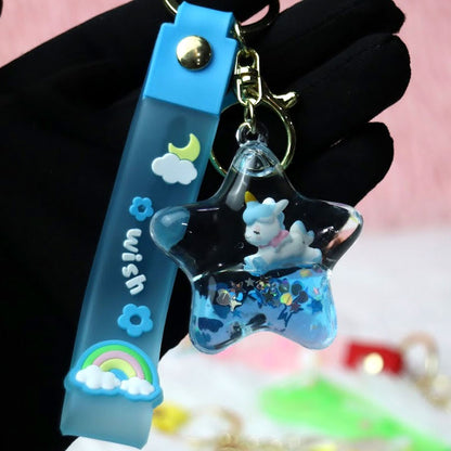 Cute Floating Liquid Crystal Clear Girls Keychains