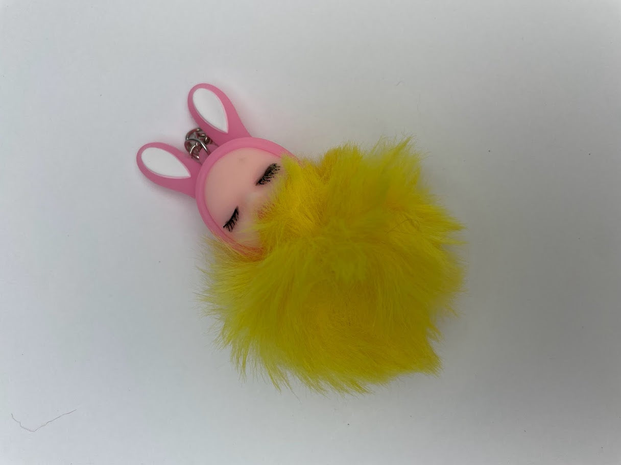 Rabbit Fur Ball Fluffy Car Keyrings - Pom Pom Teddy Key Chain for Girls