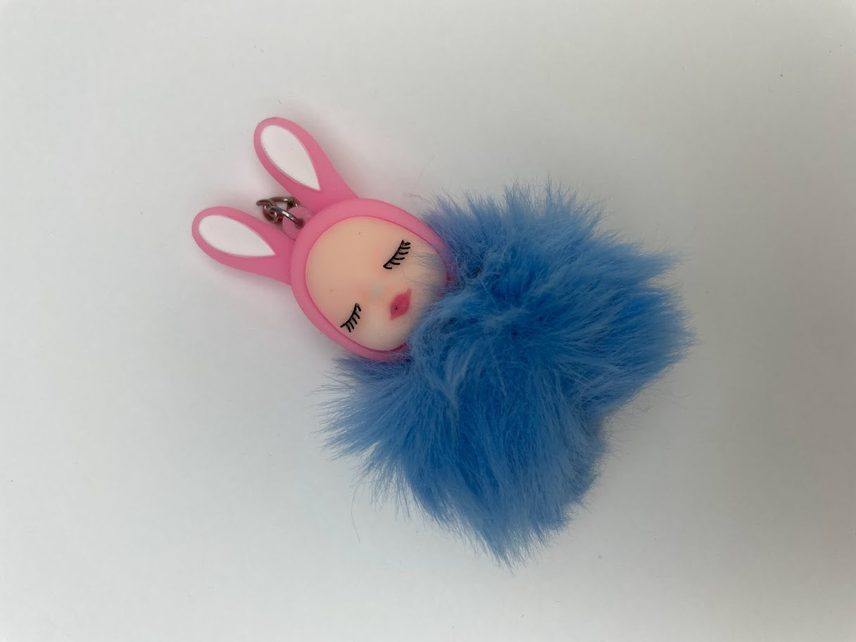 Rabbit Doll Fur Ball Car Keyring Pom Pom Key Chain for Girls in Pakistan Spunky Mart