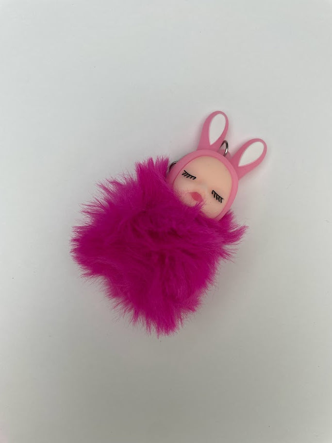 Rabbit Fur Ball Fluffy Car Keyrings - Pom Pom Teddy Key Chain for Girls