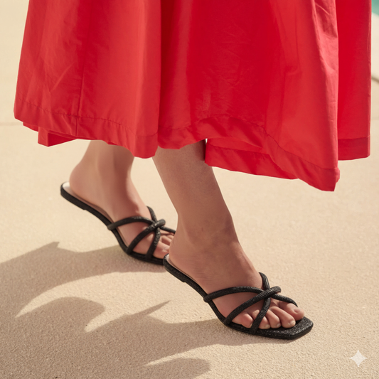 Glitter Rhinestone Flat Slipper Sandal #10387
