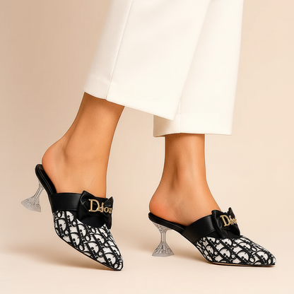 CD Bow Heel Pattern Pumps Court Shoes D-1026