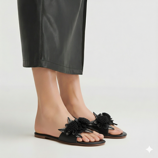 Women Floral Decor Flat Statement Slides