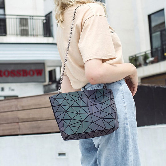 Geometric Luminous Reflective Purses and Handbags for Women