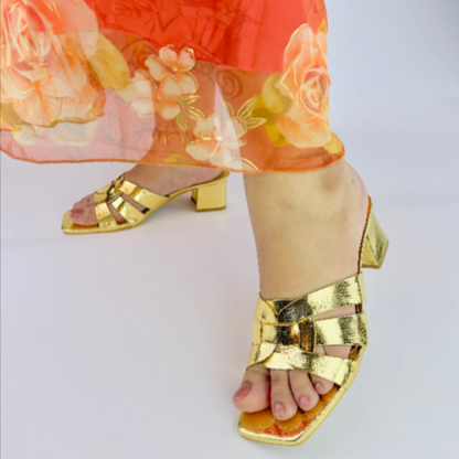 Crocs gold Metallic Heels - Criss-Cross