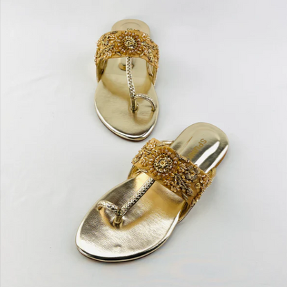 Handcrafted Kolhapuri Braided T-Strap Flat Sandals