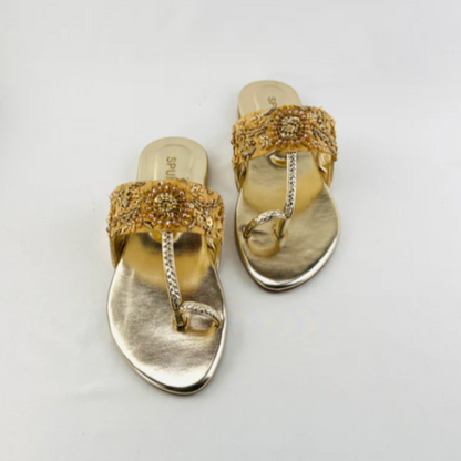 Handcrafted Kolhapuri Braided T-Strap Flat Sandals
