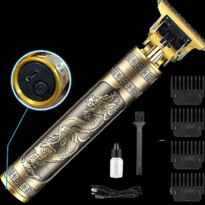 VINTAGE T9 USB Rechargeable Metal Electric Hair Trimmer Shaver Men Grooming Kit