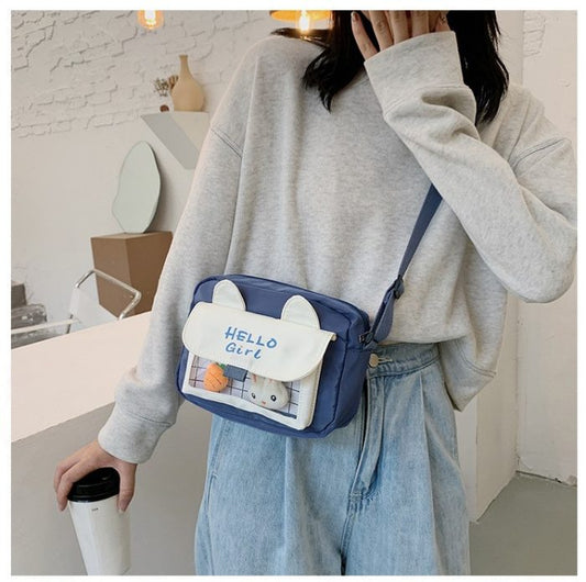 Hello Girl Rabbit Messenger Bags – Casual Outdoor Bag Canvas Handbag Women Bag