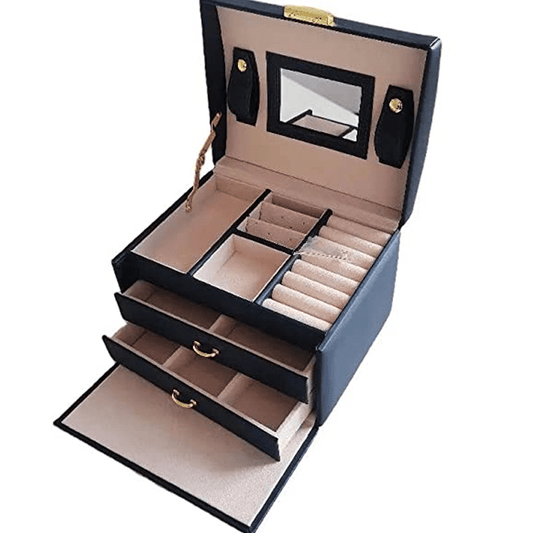 Rectangle Leather Jewellery Storage Box Organizer