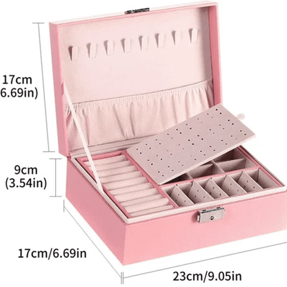 Rectangle Leather Jewellery Storage Box Organizer