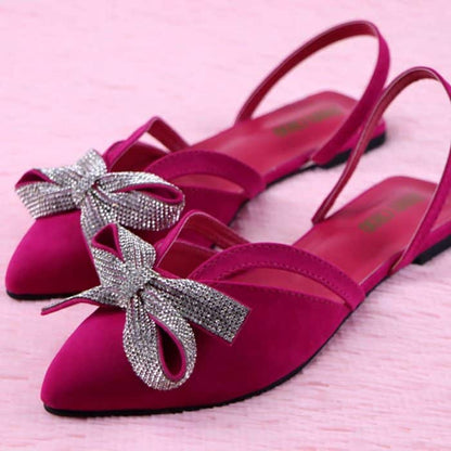 JC Flat Mules For Women Rhinestone Strap Shoes