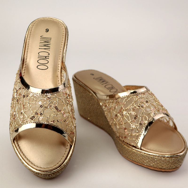 Glitter Wedge Sandals -1005